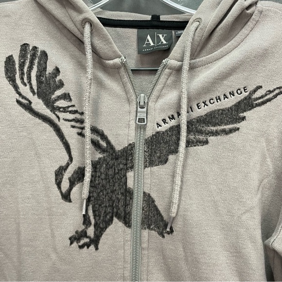 ARMANI EXCHANGE XS grey zip up sweater with hood and eagle logo - Picture 11 of 11
